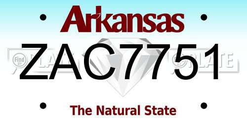 ZAC7751 Arkansas License Plate