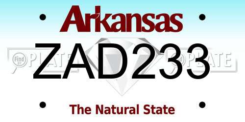ZAD233 Arkansas License Plate