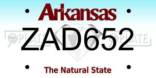 ZAD652 Arkansas License Plate