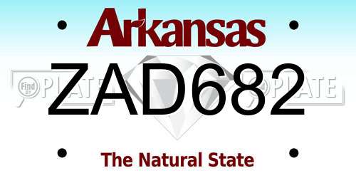 ZAD682 Arkansas License Plate