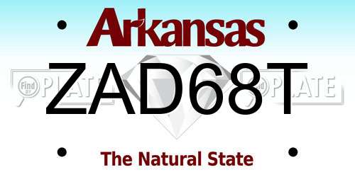 ZAD68T Arkansas License Plate