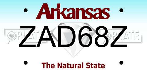 ZAD68Z Arkansas License Plate