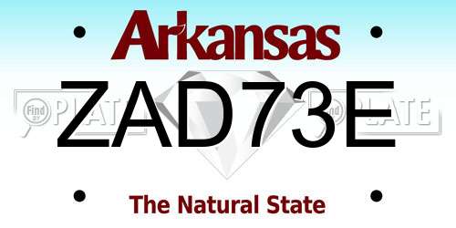 ZAD73E Arkansas License Plate