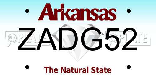 ZADG52 Arkansas License Plate