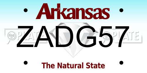 ZADG57 Arkansas License Plate