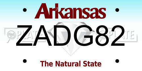 ZADG82 Arkansas License Plate