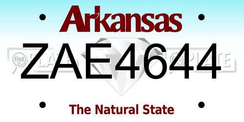 ZAE4644 Arkansas License Plate