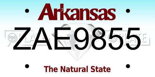 ZAE9855 Arkansas License Plate