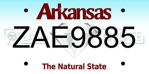 ZAE9885 Arkansas License Plate