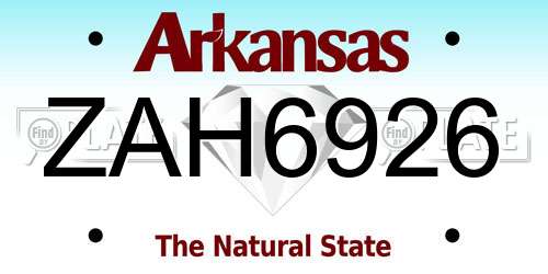 ZAH6926 Arkansas License Plate