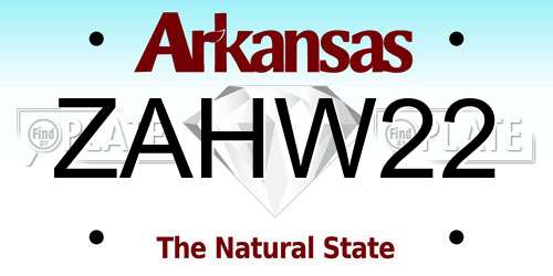 ZAHW22 Arkansas License Plate
