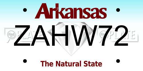ZAHW72 Arkansas License Plate