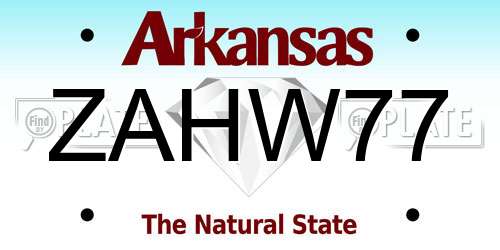 ZAHW77 Arkansas License Plate