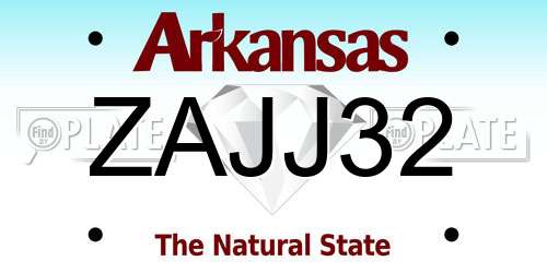 ZAJJ32 Arkansas License Plate