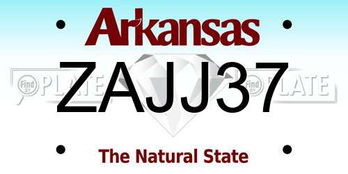 ZAJJ37 Arkansas License Plate