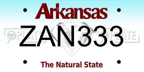 ZAN333 Arkansas License Plate