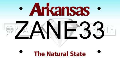 ZANE33 Arkansas License Plate