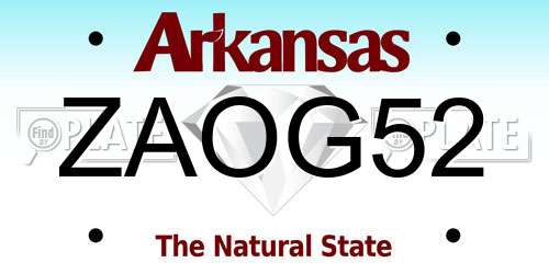ZAOG52 Arkansas License Plate