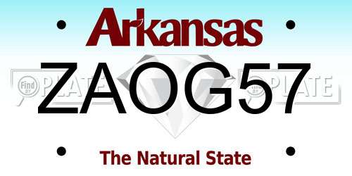 ZAOG57 Arkansas License Plate