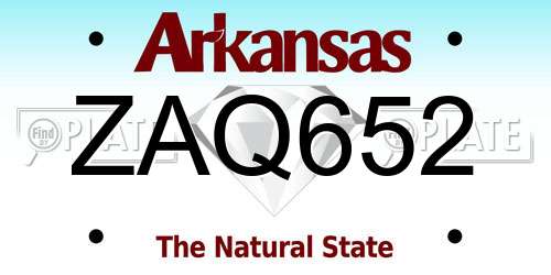 ZAQ652 Arkansas License Plate