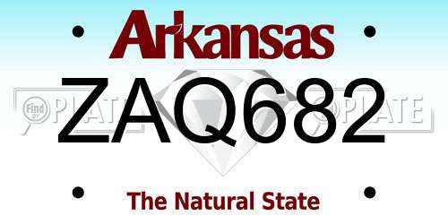 ZAQ682 Arkansas License Plate