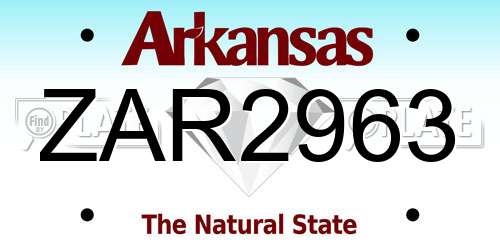 ZAR2963 Arkansas License Plate