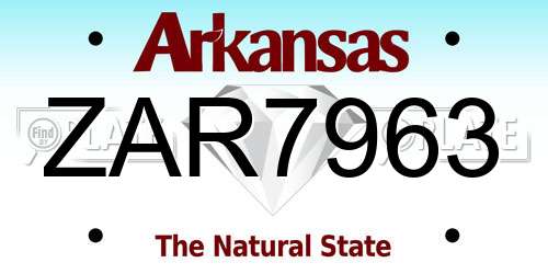 ZAR7963 Arkansas License Plate