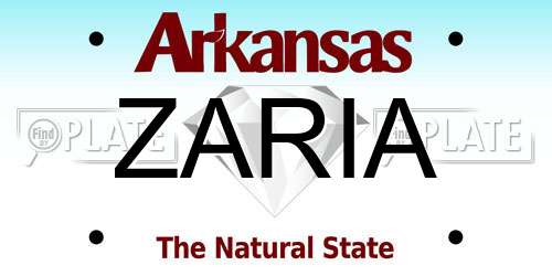 ZARIA Arkansas License Plate