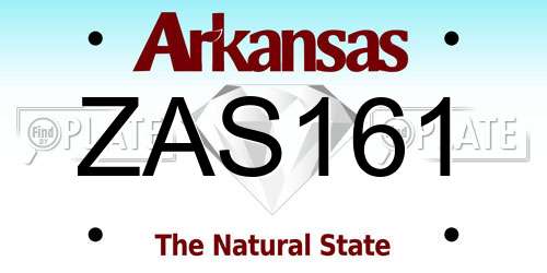 ZAS161 Arkansas License Plate
