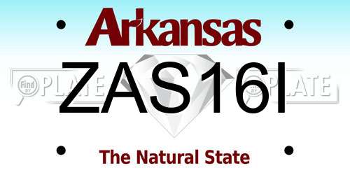 ZAS16I Arkansas License Plate