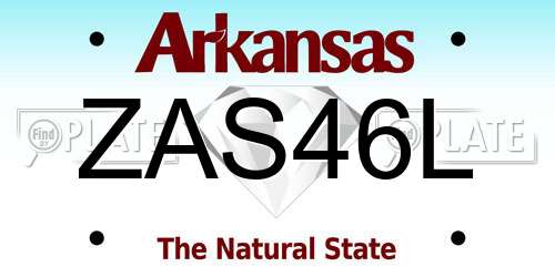 ZAS46L Arkansas License Plate