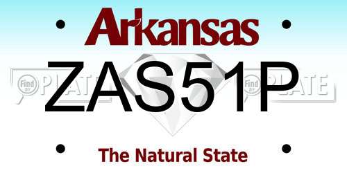 ZAS51P Arkansas License Plate
