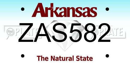 ZAS582 Arkansas License Plate