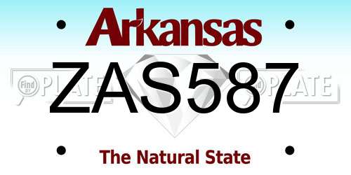 ZAS587 Arkansas License Plate