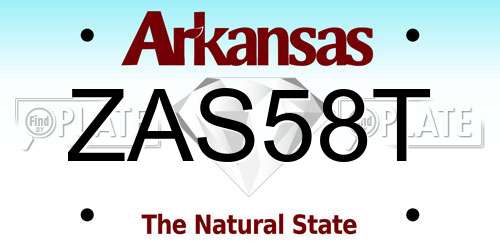 ZAS58T Arkansas License Plate