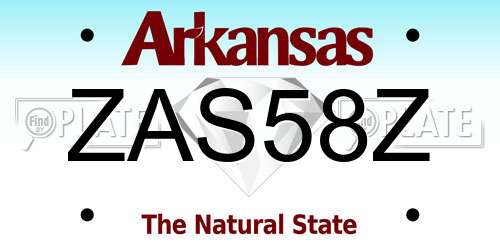 ZAS58Z Arkansas License Plate