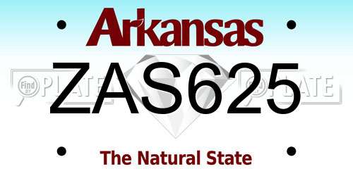 ZAS625 Arkansas License Plate