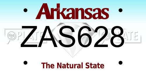 ZAS628 Arkansas License Plate
