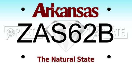ZAS62B Arkansas License Plate