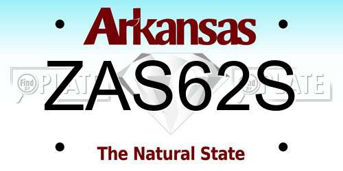 ZAS62S Arkansas License Plate