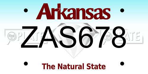 ZAS678 Arkansas License Plate