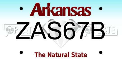 ZAS67B Arkansas License Plate