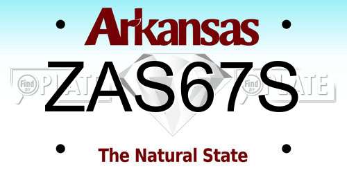 ZAS67S Arkansas License Plate