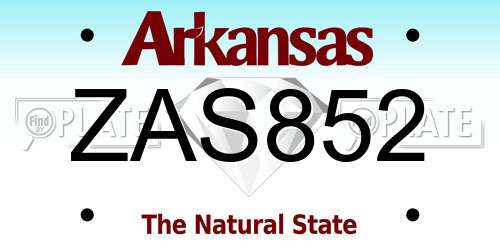 ZAS852 Arkansas License Plate