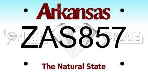 ZAS857 Arkansas License Plate