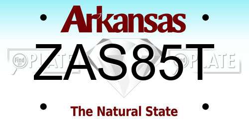 ZAS85T Arkansas License Plate