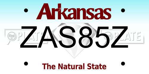 ZAS85Z Arkansas License Plate