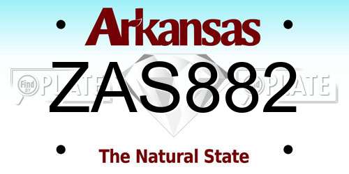ZAS882 Arkansas License Plate