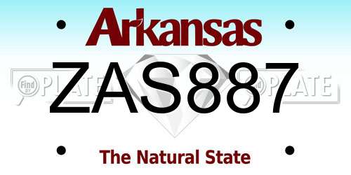 ZAS887 Arkansas License Plate