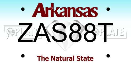 ZAS88T Arkansas License Plate